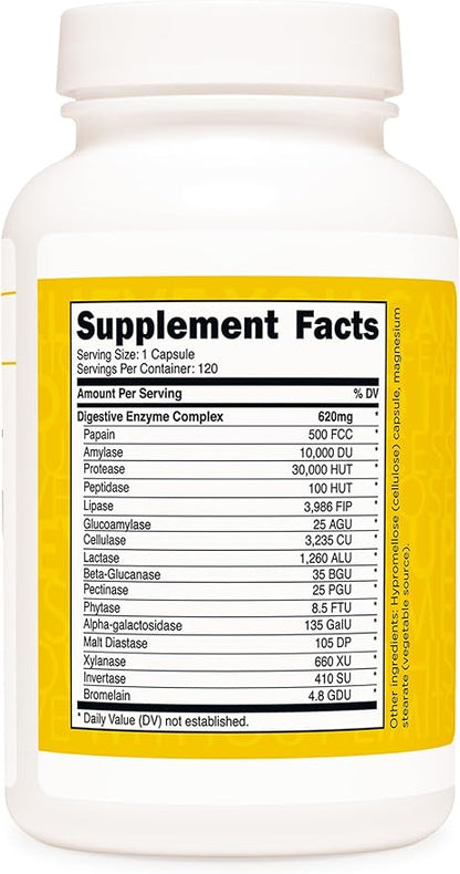 TransformHQ Digestive Enzymes Supplement (120 Capsules) 16 Enzymes,