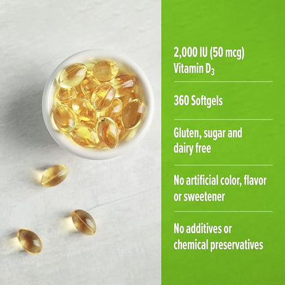 ORZAX Vitamin D3 2000 iu (50 mcg) 1 Year (360 Softgel)
