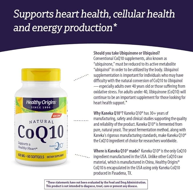 Healthy Origins CoQ10 (Kaneka Q10), 600 mg 60 Softgels