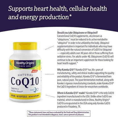 Healthy Origins CoQ10 (Kaneka Q10), 600 mg 60 Softgels
