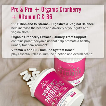 Women's Probiotic, 100 Billion & 15 B6 for 30 Capsules