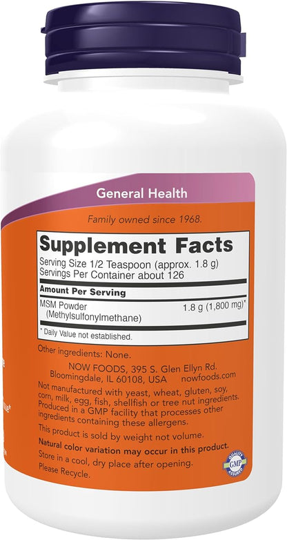 NOW Supplements, MSM (Methylsulfonylmethane) Powder, Supports 8-Ounce