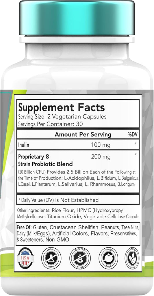 Probiotics for Women & Men 60 Enteric 20 Billion 8 Strains
