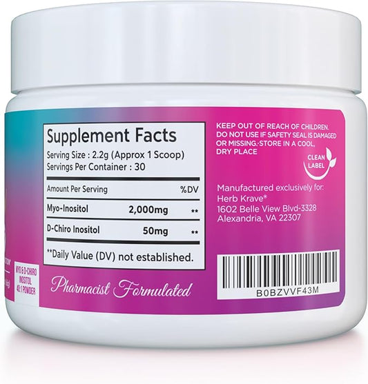 Cyster Glow Premium Myo-Inositol and D-Chiro Inositol Powder PCOS Supplement for Women -Ideal 40:1 Ratio-Hormone Balance, Fertility, Healthy Ovarian Function -Vitamin B8-30 Day Supply