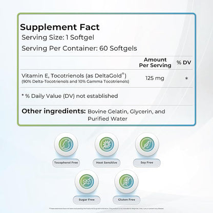 Eannatto Tocotrienols Deltagold 125mg, Vitamin E 60 Softgel, 6)