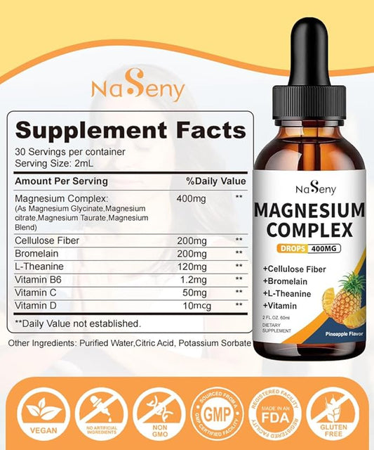 Liquid Magnesium Glycinate 400mg Magnesium (2 Fl Oz/1PCS)