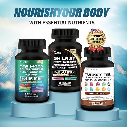 Shilajit,Sea Moss, Black Seed Oil,Mushroom &