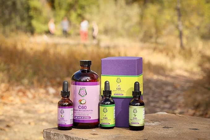 C60 Power - MCT 2-oz.- Organic MCT Coconut Oil, 2 Fl Oz, 99.99% Pure Carbon Fullerenes, Lift Oxidative Burden, Optimize Mitochondrial Function
