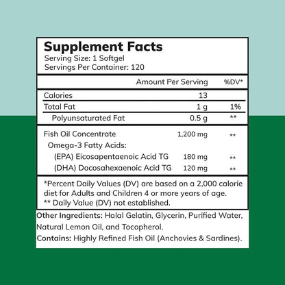 Zaytun Halal Fish Oil 1200mg Omega 3, Premium 4 Months