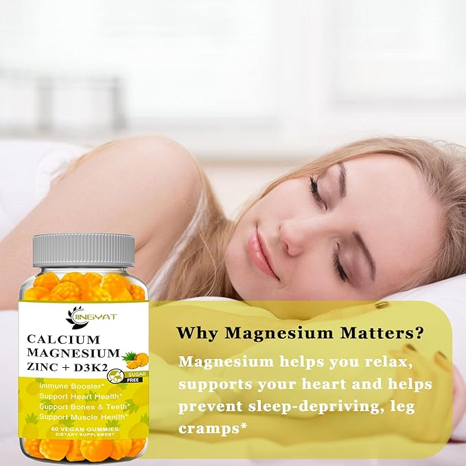 (2 Pack) Calcium Magnesium Zinc Gummies D3, Vitamin K2, High 500mg, Coq10 Coq10 -