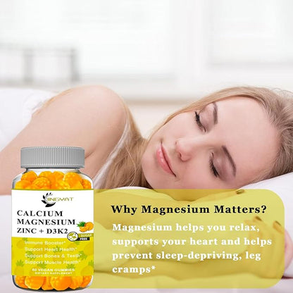 (2 Pack) Calcium Magnesium Zinc Gummies D3, Vitamin K2, High 500mg, Coq10 Coq10 -