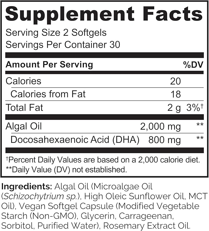 NATURELO Vegan DHA 3 Oil 60 Softgels