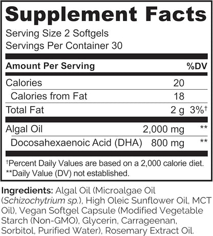 NATURELO Vegan DHA 3 Oil 60 Softgels