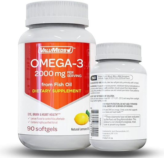 ValuMeds Omega-3 Fish Oil EPA + (90 Count 1), 2000mg 2000mg (1480mg (1480mg EPA