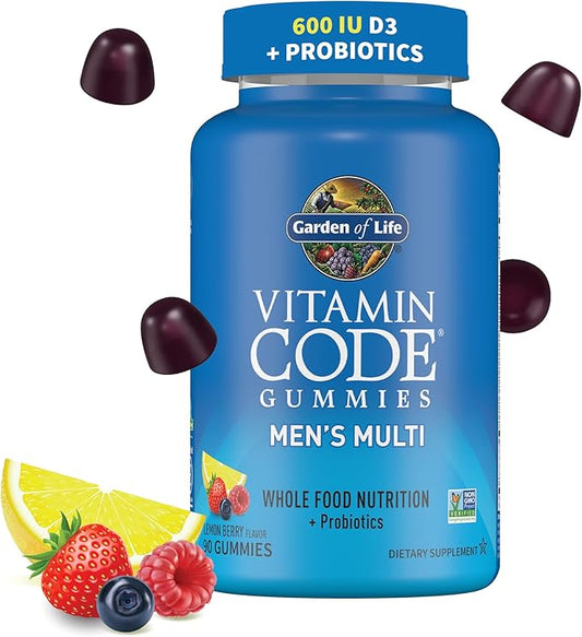 Garden of Life Men’s Multivitamin Gummy:Vitamins Code,Non-GMO,Gluten-Free,90 Lemon 30 Day