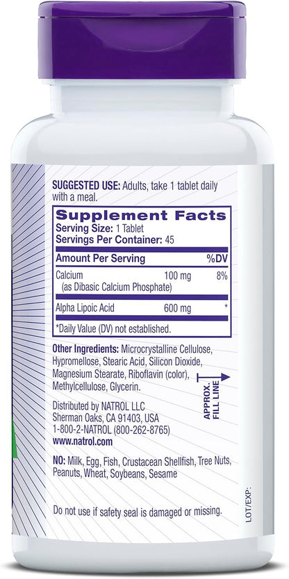 Natrol Alpha Lipoic Acid 600 mg, 45 Tablets, 45 Day
