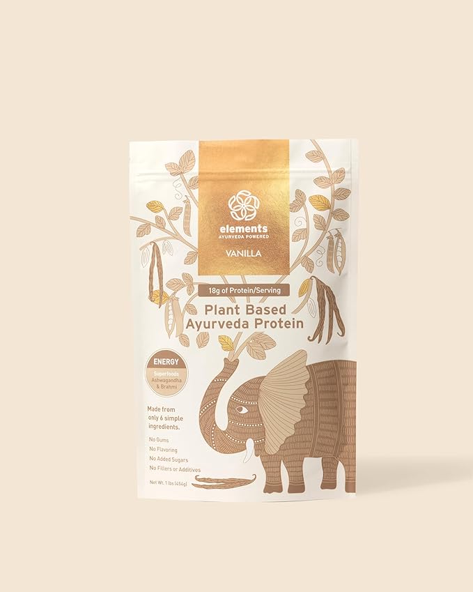 Elements Plant Based Vegan Vanilla Protein Powder 1lb - 14 Servings