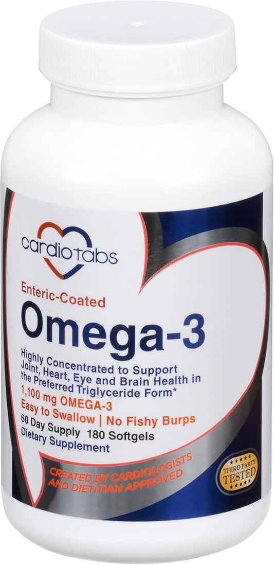 Omega-3 Enteric-Coated Fish Oil Supplements, Triglyceride 1100 mg Omega-3 Fatty 180 Count