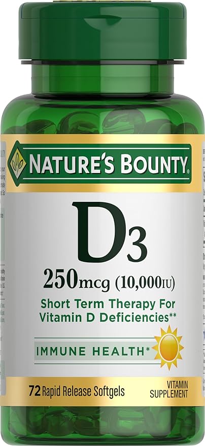 Nature's Bounty Vitamin D for Immune 10000IU, Softgels, 10,000 IU, 72 Count 1)