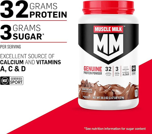 Muscle Milk Genuine Protein Powder, Strawberries 32g Protein, 4.94 Pound