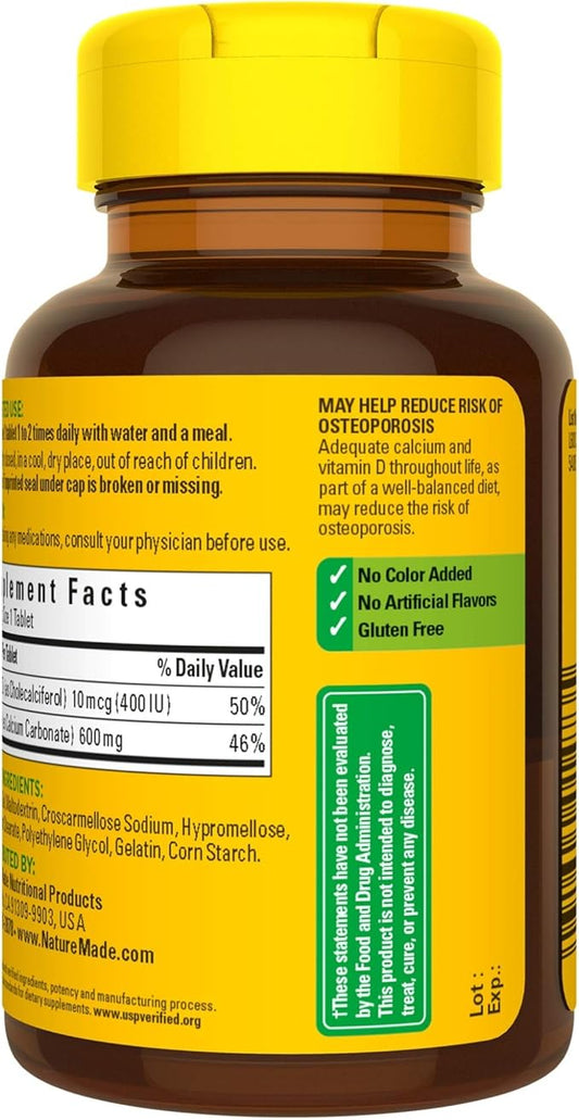 Nature Made Calcium 600 mg D3 for 60 Count, 3)