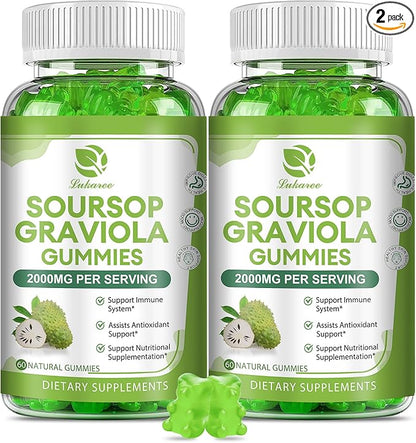 (2 Pack) Soursop Graviola Gummies 2000mg Extra 120 Gummies