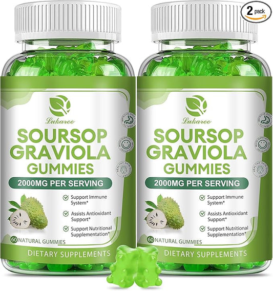 (2 Pack) Soursop Graviola Gummies 2000mg Extra 120 Gummies