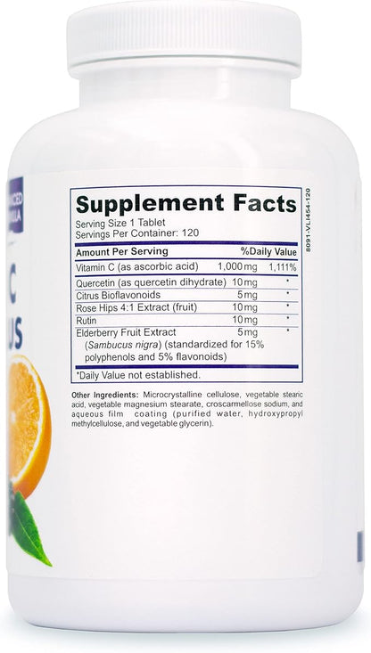 Immunity Vitamin C 1000mg with Elderberry, 4 Months 120 Tablets