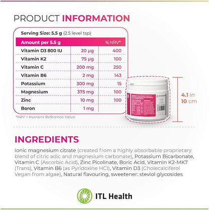 MAG365 ITL Health BF Bone Support, B6, Vitamin D3, Vitamin K2, Boron, 1 Pack, 330grams