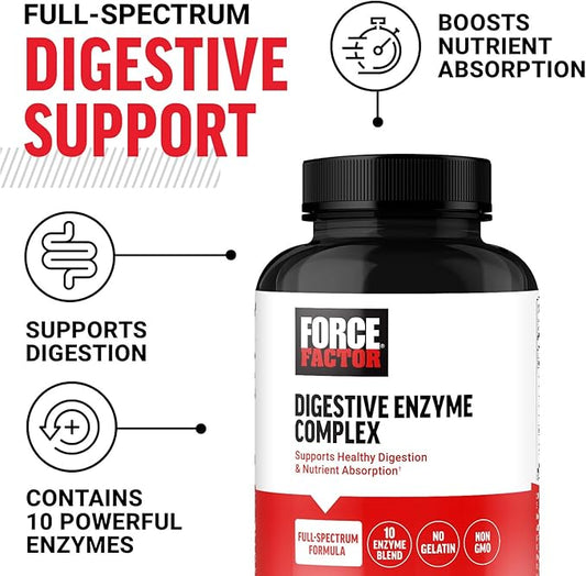 FORCE FACTOR Digestive Enzymes Complex to 10 Digestive 90 Capsules