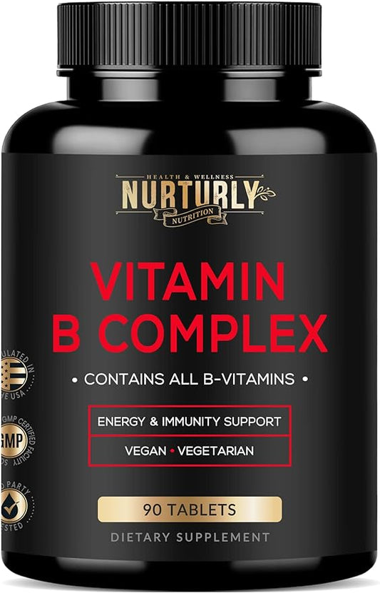 Vitamin B Complex B1, B2, B2, B3, B3, B5, B5, B6, B6, B7, B7, B9, B9, B12 B12 and 90 Tablets