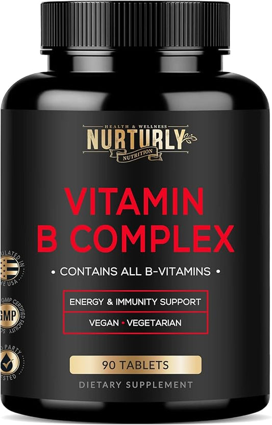 Vitamin B Complex B1, B2, B2, B3, B3, B5, B5, B6, B6, B7, B7, B9, B9, B12 B12 and 90 Tablets