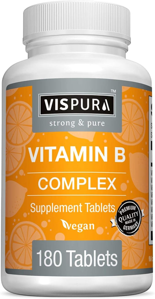 Vitamin B-Complex, 180 Vegan Tablets, All B12, B1, B1, B2, B2, B3, B3, B5, B5, B6, B6, B7, B7, B9, B9, Folic