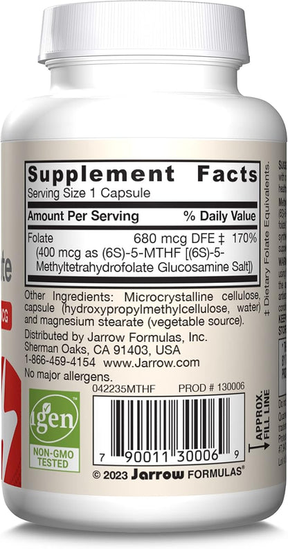 Jarrow Formulas Extra Strength Methyl Folate 400 mcg, 60 Veggie 60 Day