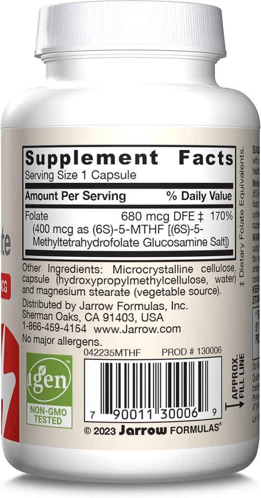 Jarrow Formulas Extra Strength Methyl Folate 400 mcg, 60 Veggie 60 Day