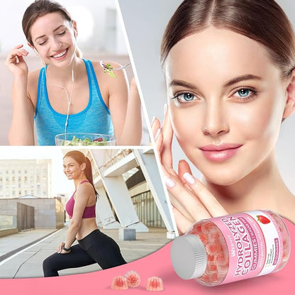 Sugar-Free Collagen Gummies for Women, Hydrolyzed B12, C,