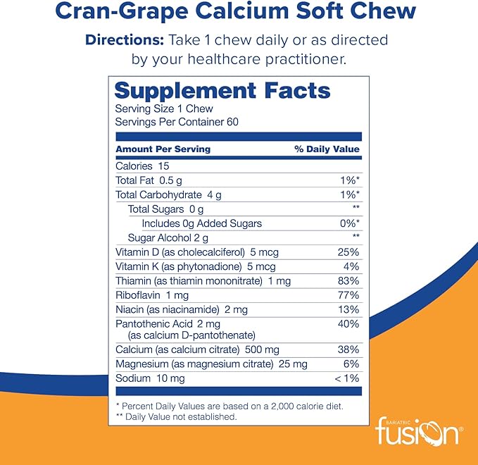 Bariatric Fusion Calcium Citrate & Energy 60 Count