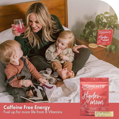 Boobie Hydromom Superfood Electrolyte Drink Mix, Strawberry Kiwi | Refreshing Energy & Hydration Boost for Mamas | On-The-Go & Travel Essentials for Pregnancy, Lactation, & Beyond, 10 Packets