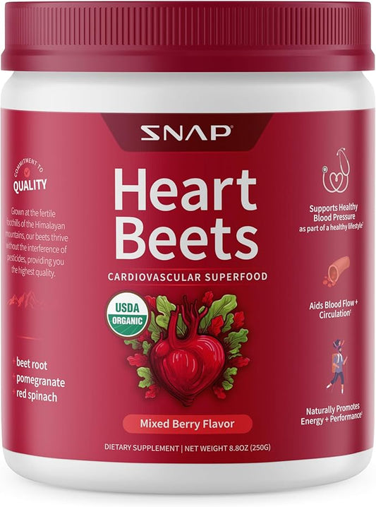 Snap Supplements Heart Beets, USDA Organic 3-in-1 Cardiovascular 250g