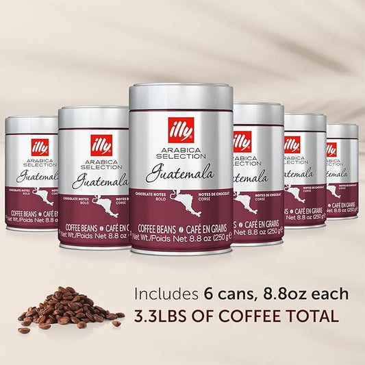 illy Whole Bean Coffee - Perfectly Roasted Whole Coffee Beans – Guatemala Dark Roast - with Notes of Chocolate – Complex & Balanced - 100% Arabica Coffee - No Preservatives – 8.8 Ounce, 6 Pack