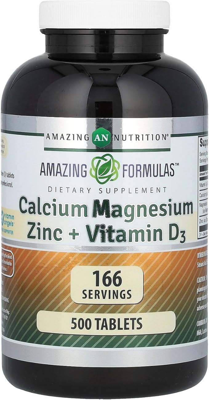 Amazing Formulas Calcium Magnesium Zinc + D3 Supplement 500 Tablets