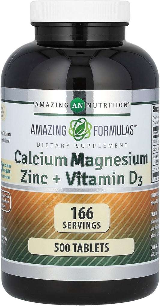 Amazing Formulas Calcium Magnesium Zinc + D3 Supplement 500 Tablets