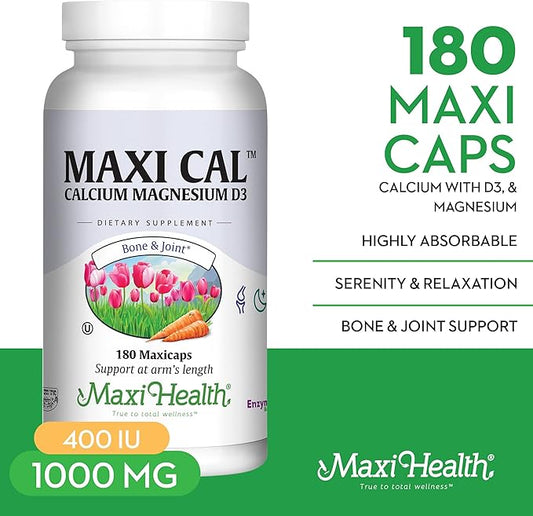 Maxi Health Calcium 1000 mg Supplement D3 (1000 (1000 IU) (500 mg) 180 Capsules