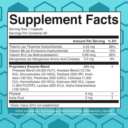 MaryRuth Organics Digestive Enzymes Capsules | Up to 2 Month Supply | Enzyme Supplement for Gut Health Support | Digestion & Immune Support with Amylase | Lipase & Lactase | Vegan | 60 Count