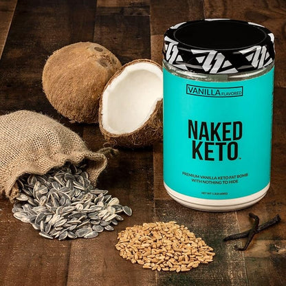 Naked Vanilla Keto - Premium Vanilla Keto Fat Bomb Powder - Nothing Artificial - Gluten-Free Keto Bomb Vanilla Mct Oil Powder with No Gmos - 1.3 Lb