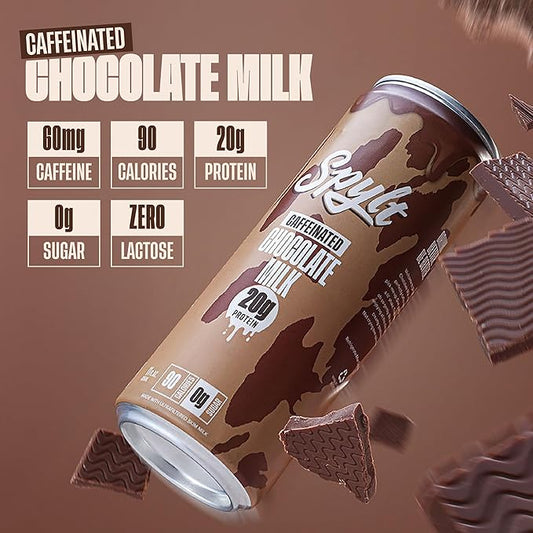 High Protein Chocolate Milk with 60mg Caffeine & 20g Protein - Ready to Drink, Sugar Free, Lactose Free Milk, Perfect for Workout Recovery & Afternoon Pick Me Up - 12 Count