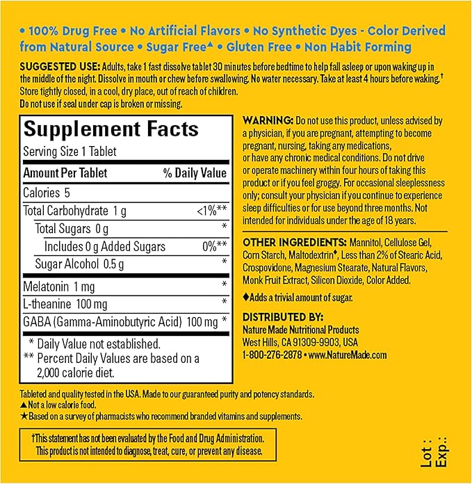 Nature Made Wellblends Back To Sleep, 1 mg, 100 mg 100mg, Sleep 40 Fast