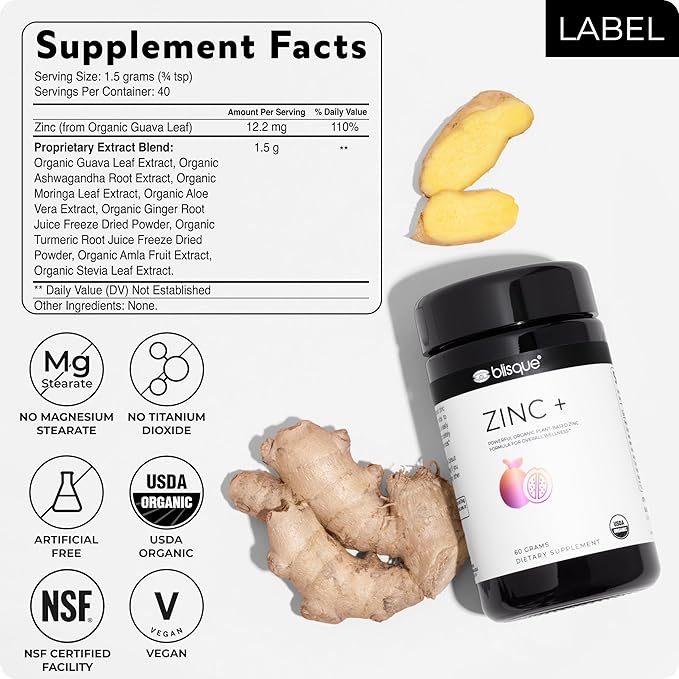 Blisque – Organic Zinc Supplement Sourced 60 Grams