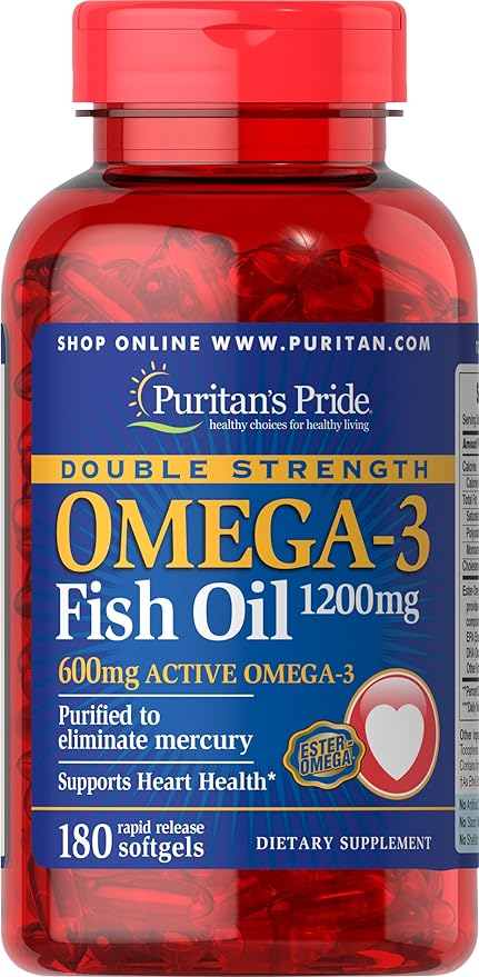 Puritan's Pride Double Strength Omega-3 Fish 1200 Mg, 180 Count