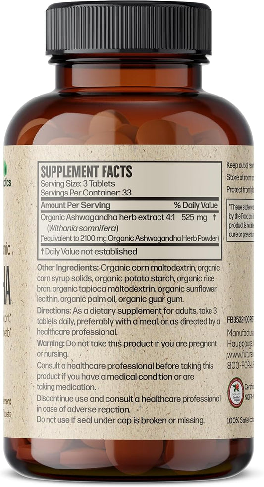 Futurebiotics Certified Organic Ashwagandha, Stress Mood 100 Organic